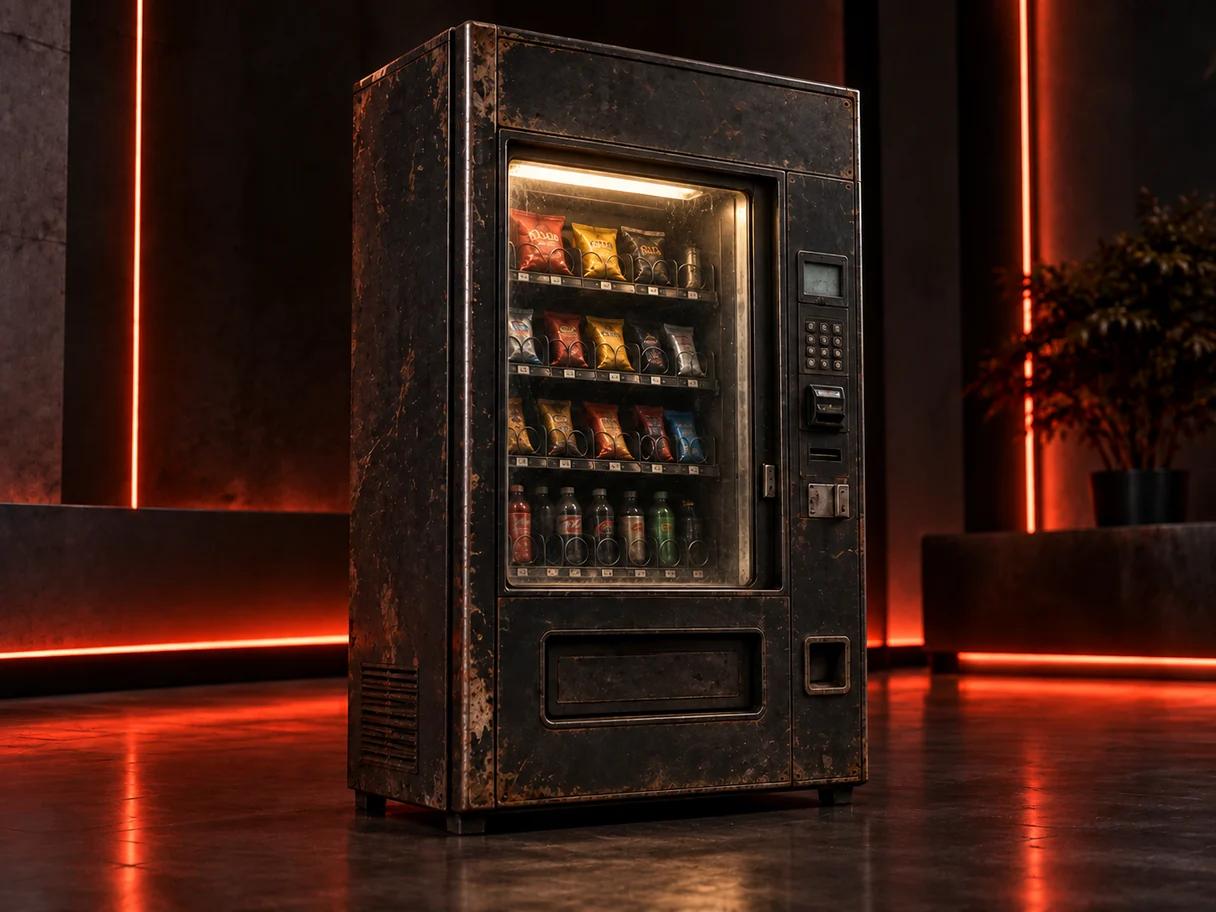 Legacy vending machine retrofitted with Kiosk X intelligence